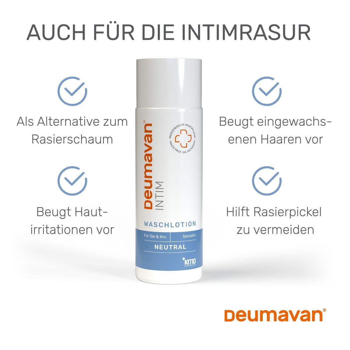Deumavan® INTIM Lotion lavante. Convient au rasage intime. Prévient irritations et poils incarnés.