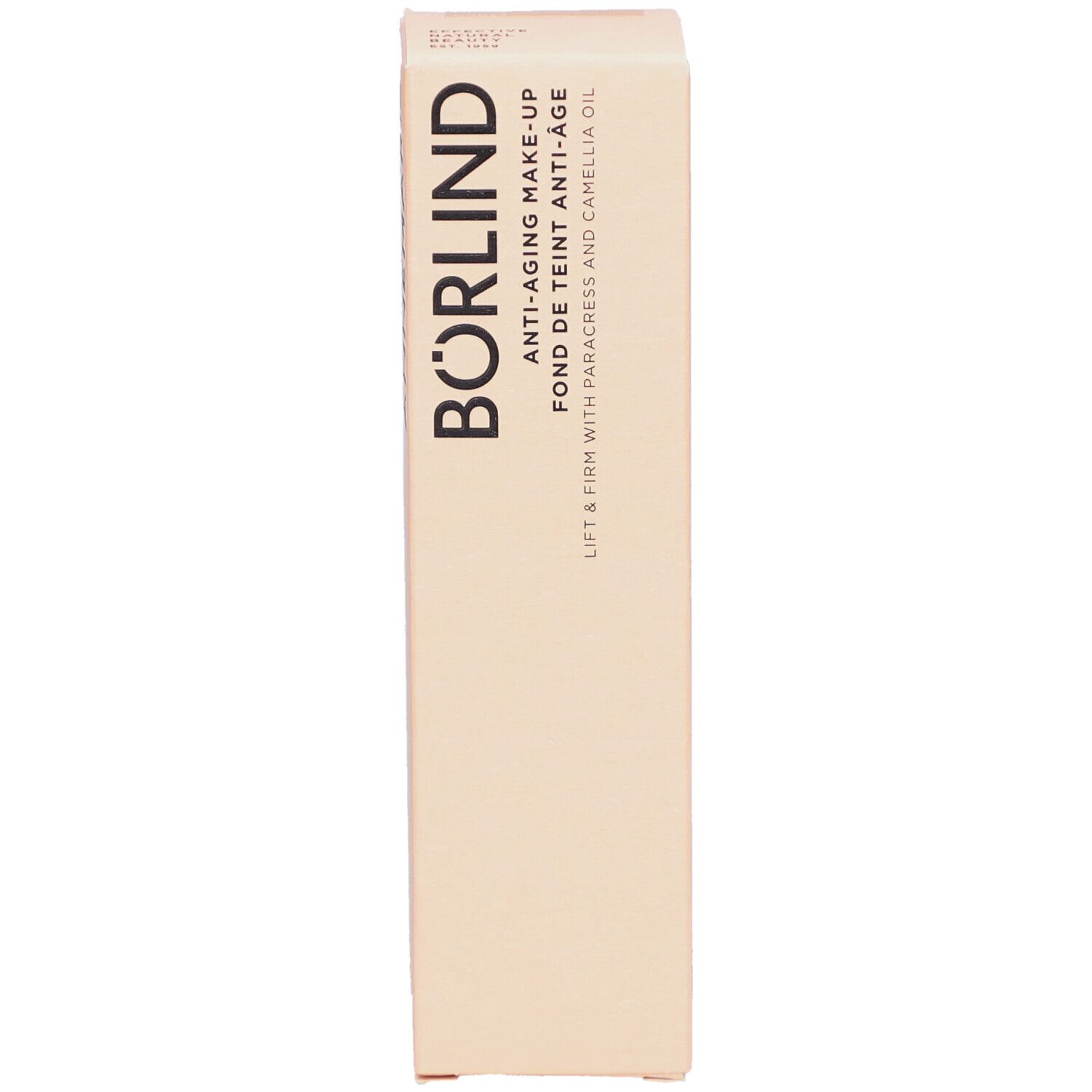 Emballage de BÖRLIND Anti-Aging Make-up. Inscription: Anti-Aging Make-up, Lift & Firm. Teinte: honey.
