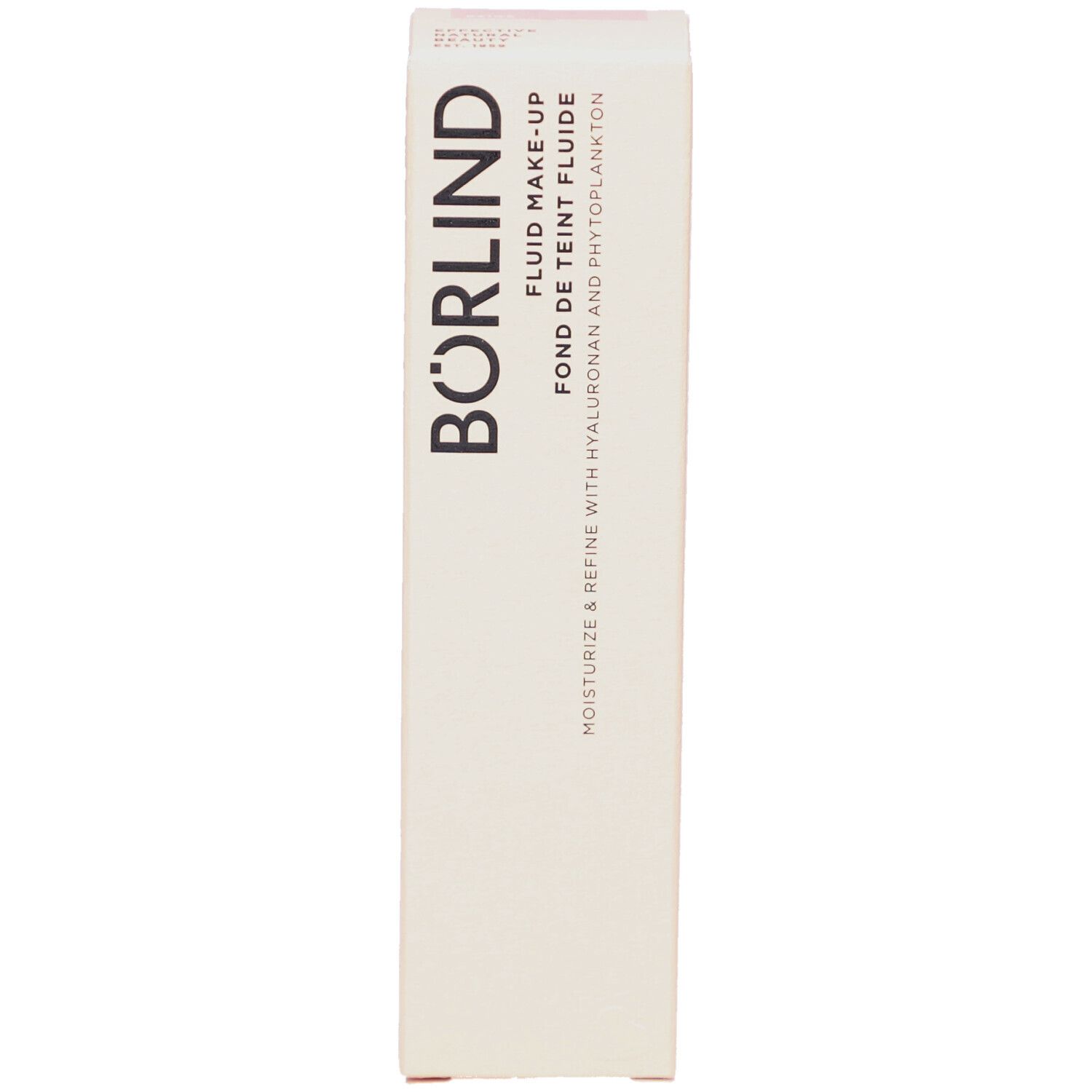 Boîte de fond de teint fluide Börlind. Hydratant et affinant avec Hyaluronan et Phytoplancton.