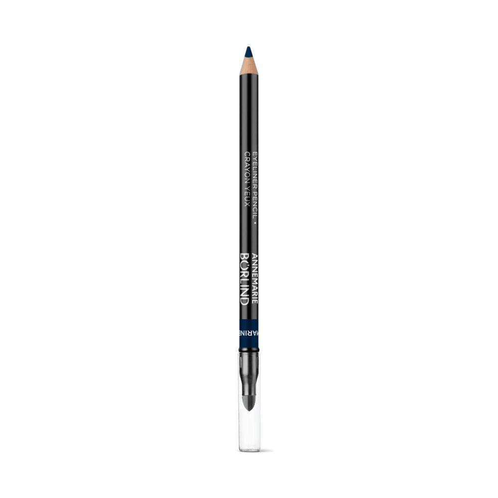 Crayon pour les yeux bleu. Inscription: ANNEMARIE BÖRLIND, Kajalstift, Marine Blue. Pointe et extrémité transparente.