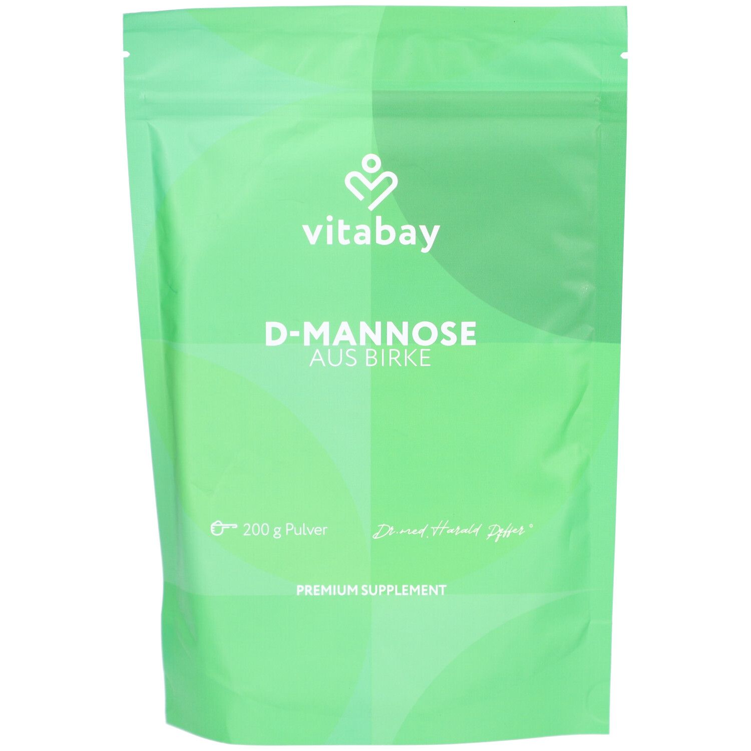 Sachet vert Vitabay D-Mannose de bouleau, poudre 200g.