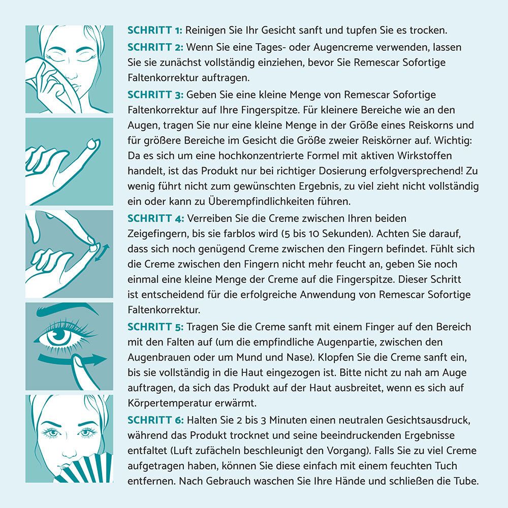 Instructions étape par étape pour l'application du Correcteur Rides Instantané Remescar.