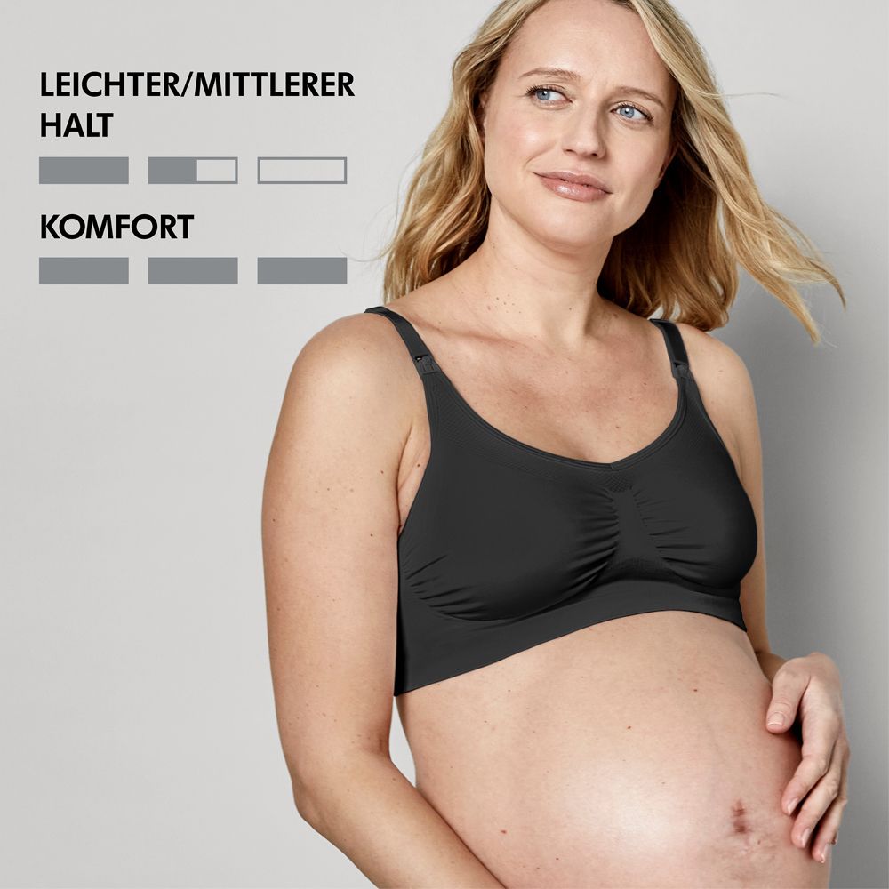 Soutien-gorge d'allaitement noir. Femme enceinte. Soutien léger/modéré. Confort.