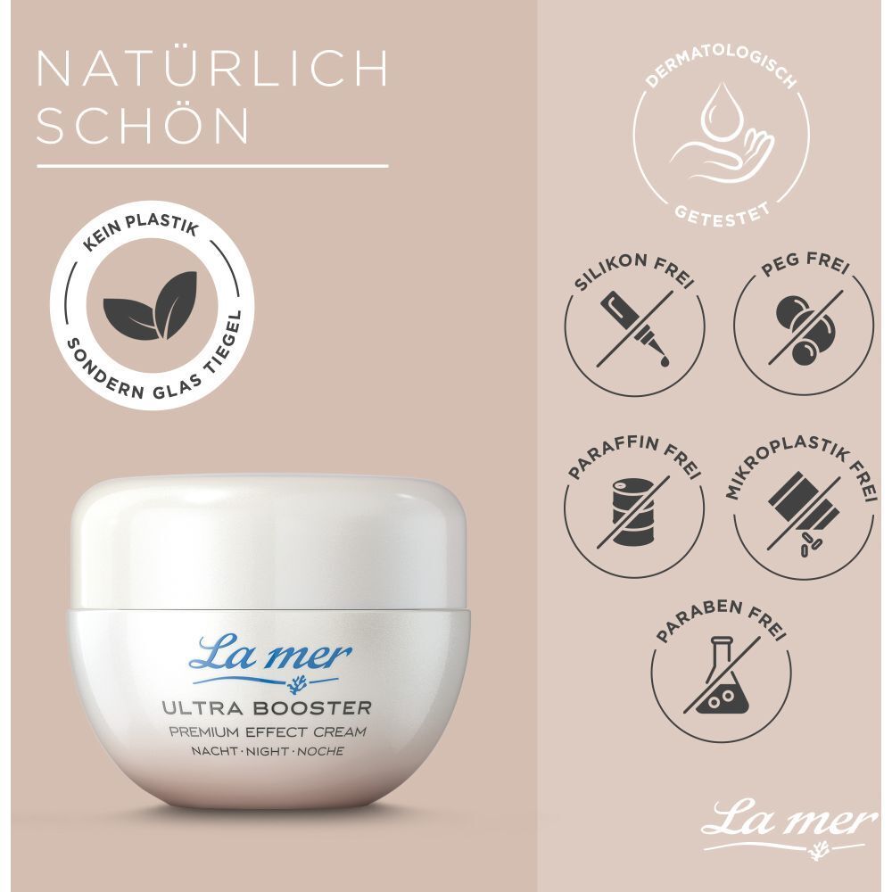 Pot de crème. Texte : Naturellement beau, Sans plastique, Sans silicone, Sans PEG, Sans paraffine, Sans microplastique.