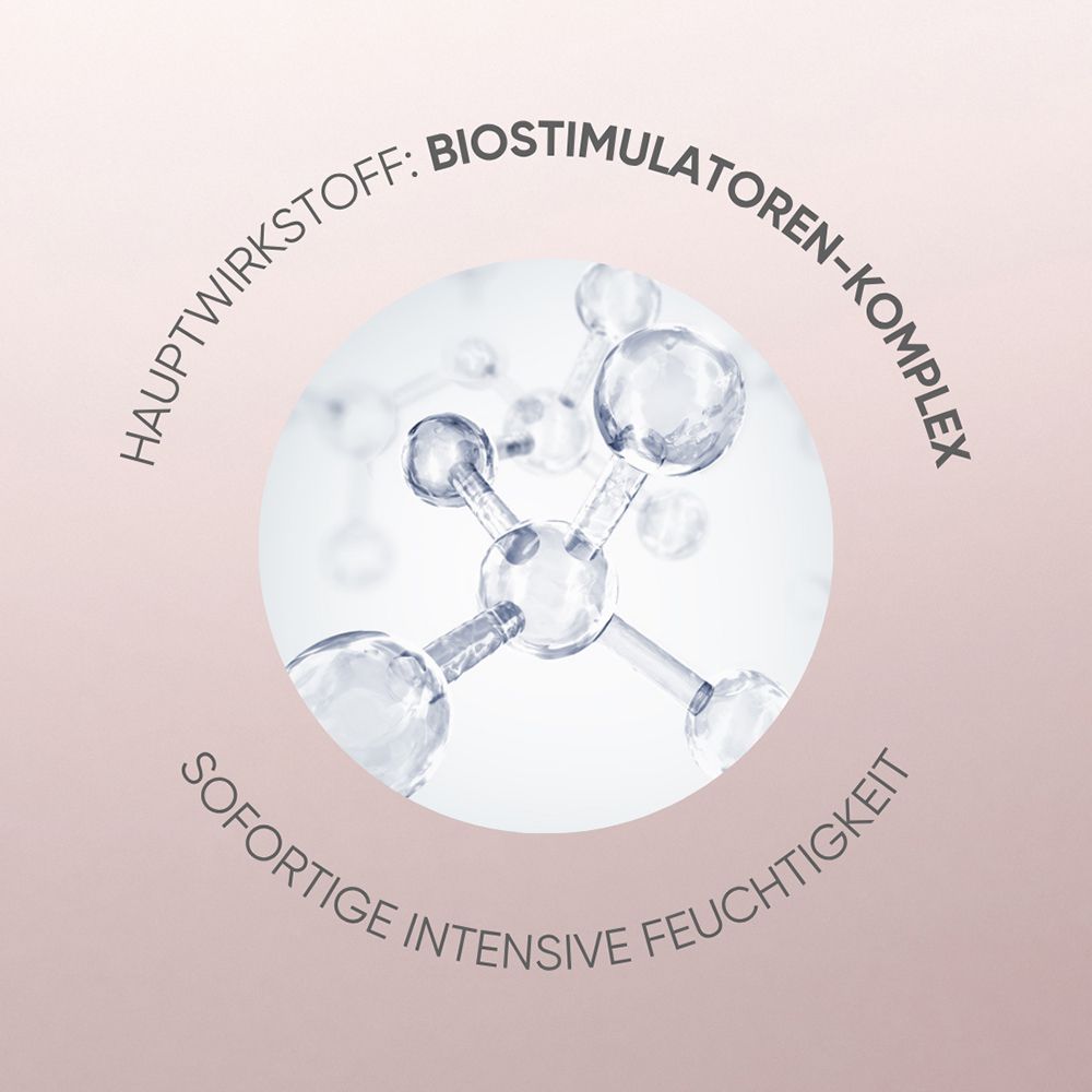 Graphique de structure moléculaire avec texte sur les biostimulateurs et l'hydratation.