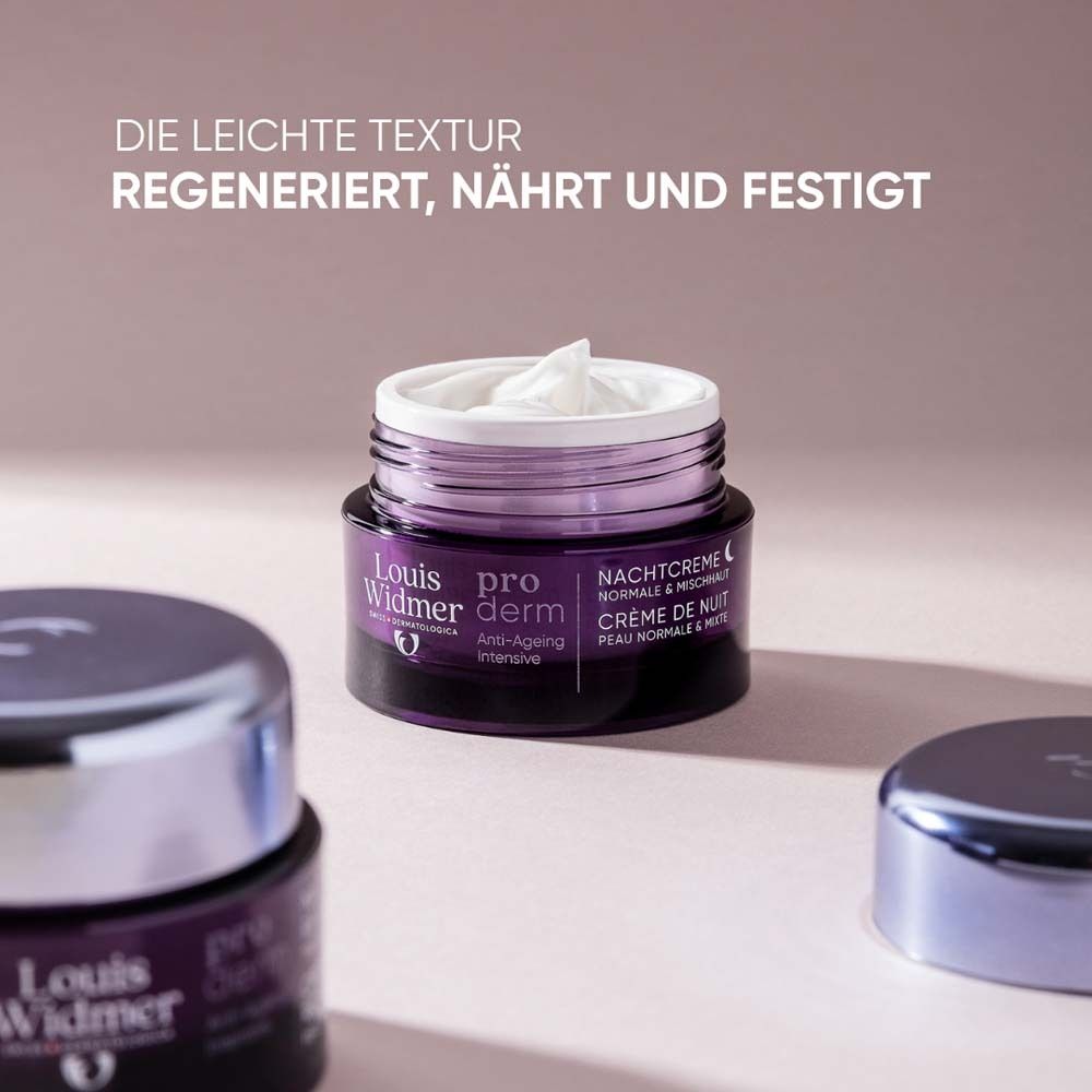 Pot avec crème. Texte: La texture légère régénère, nourrit et raffermit.