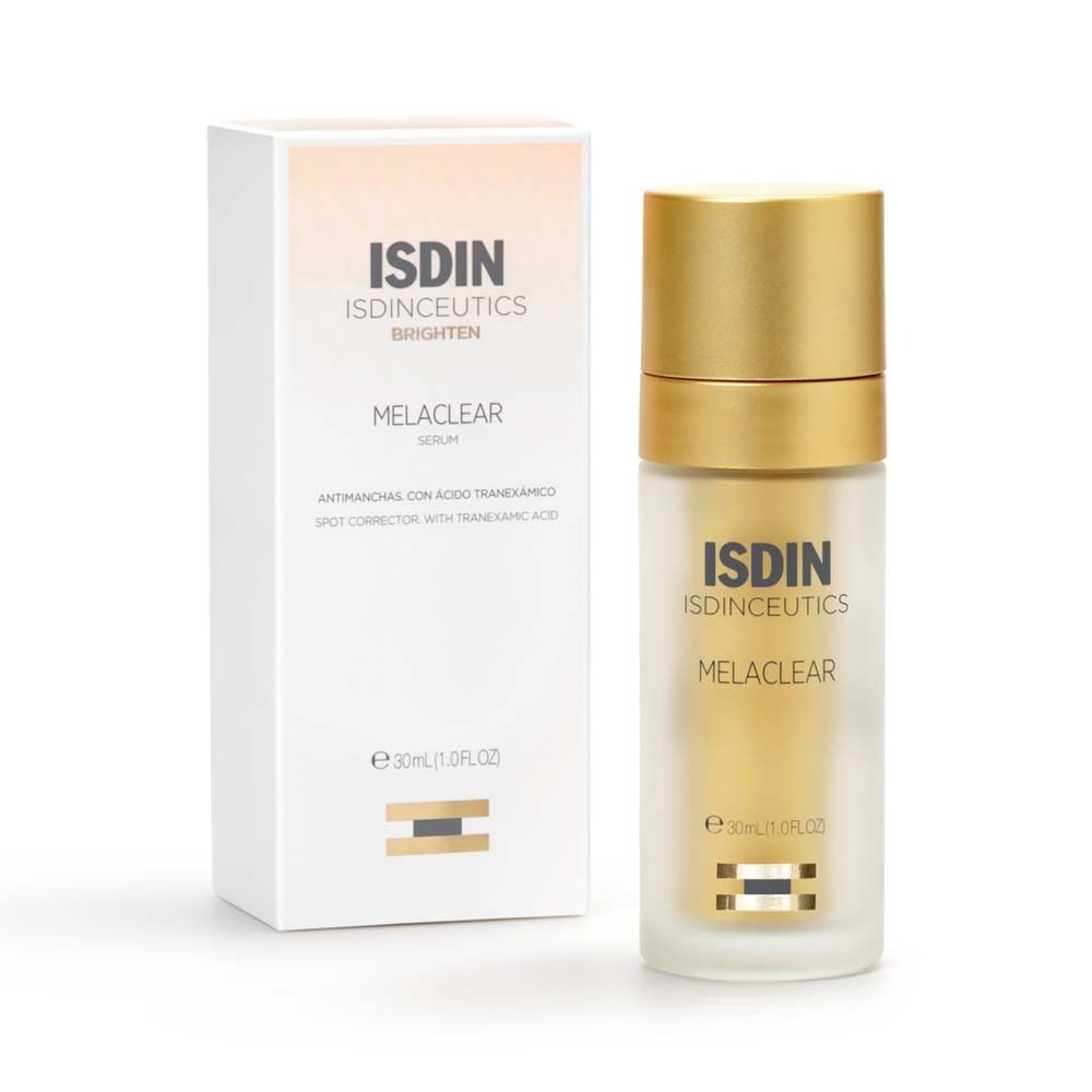 Flacon et emballage de sérum. ISDINCEUTICS Melaclear Sérum anti-taches. 30ml.