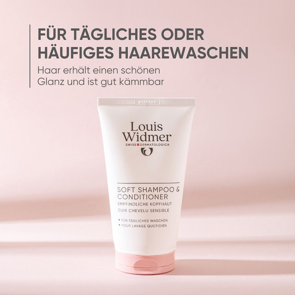 Tube Louis Widmer Soft Shampoo & Conditioner, pour lavage quotidien ou fréquent.