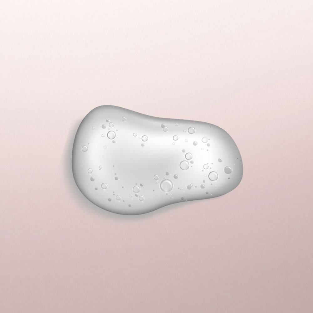 Gouttes de Louis Widmer Soft Shampoo & Conditioner, claires et avec bulles d'air.