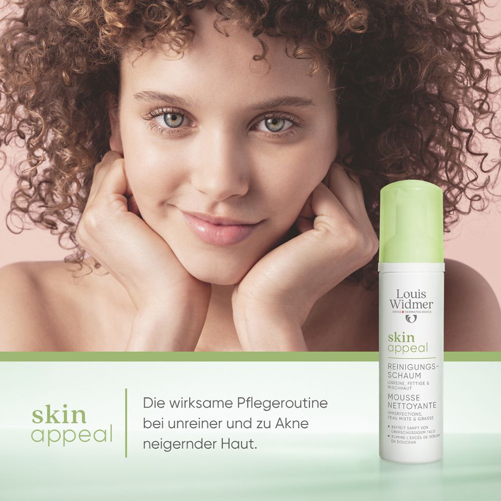 Mousse nettoyante et lotion Louis Widmer skinappeal. Pour peaux impures.