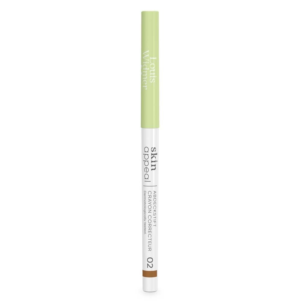 Crayon correcteur blanc-vert, pointe marron. Inscriptions: Louis Widmer, skin appeal, 02.