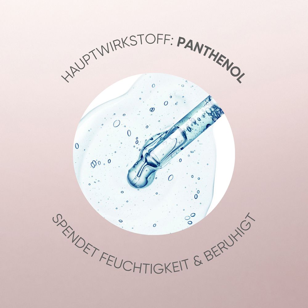 Pipette avec sérum de panthénol dans un liquide, hydrate.