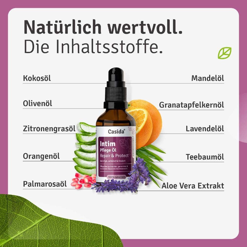 Graphique avec ingrédients: huile de coco, huile d'olive, huile de citronnelle, huile d'orange, huile de palmarosa, huile d'amande, etc.