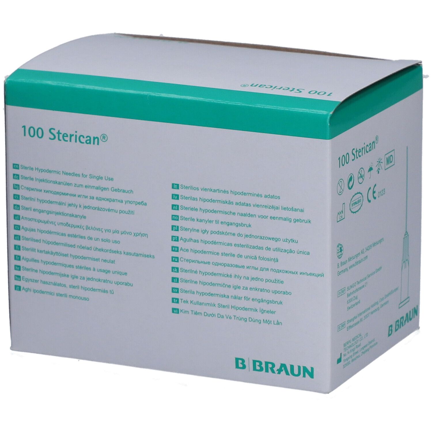 B. Braun Sterican 100 aiguilles, 0.55 x 25 mm, 24G.
