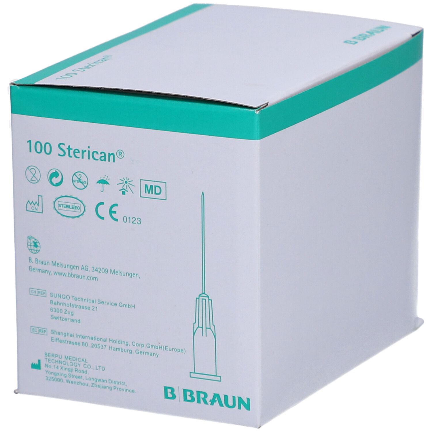 Boîte de 100 aiguilles Sterican à usage unique, 0,60 x 25 mm.
