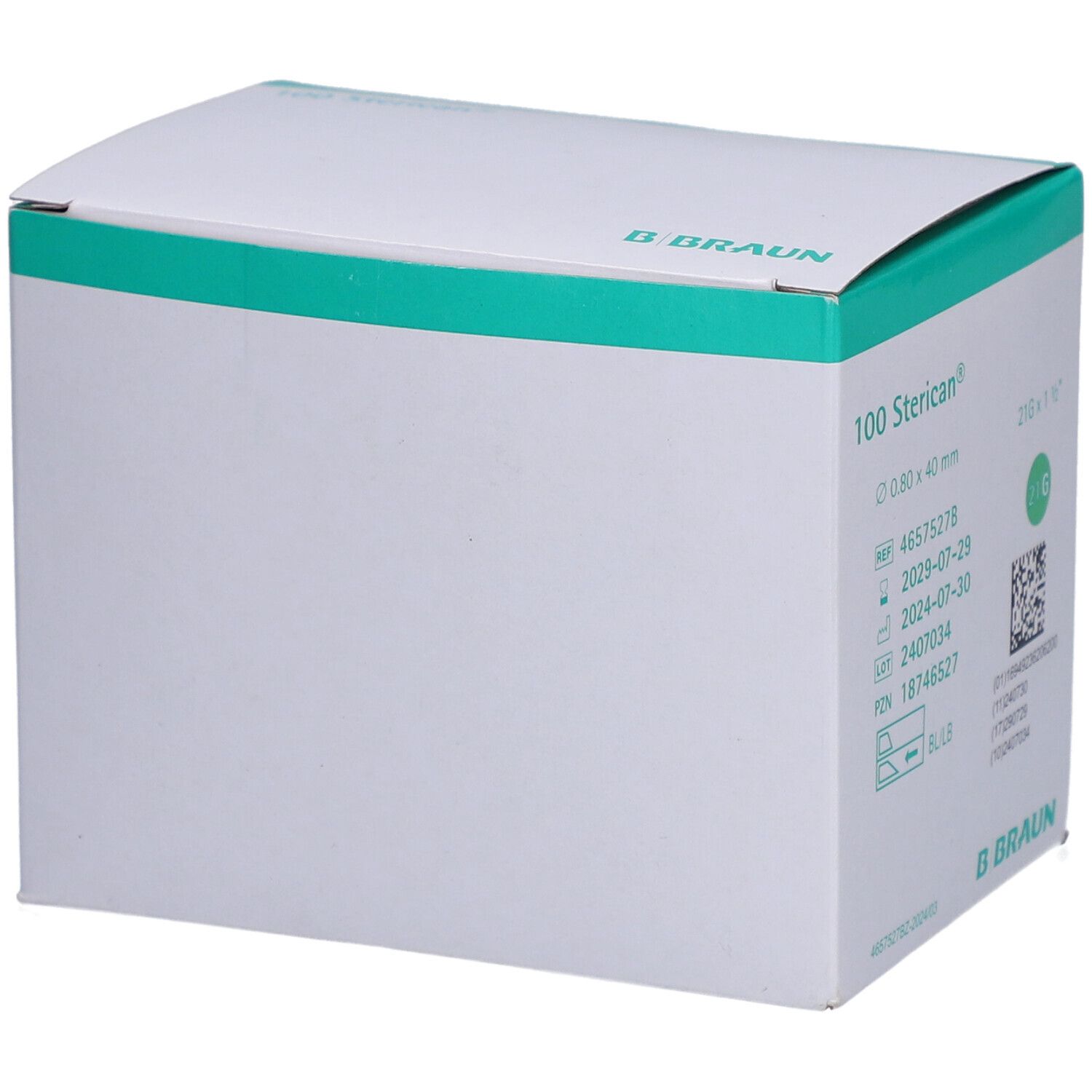 B. Braun Sterican 100 aiguilles jetables, 0.80 x 40 mm, 21G.