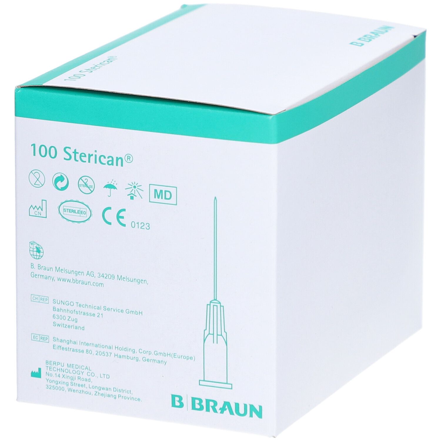B. Braun Sterican 100 aiguilles à usage unique, 0,90 x 50 mm, 20G x 2 pouces.