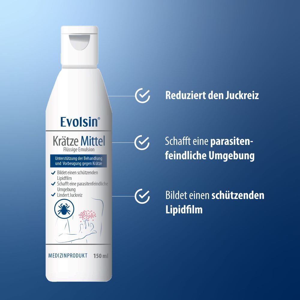 Flacon blanc avec nom et texte du produit. Produit médical. 150 ml. Fond bleu.