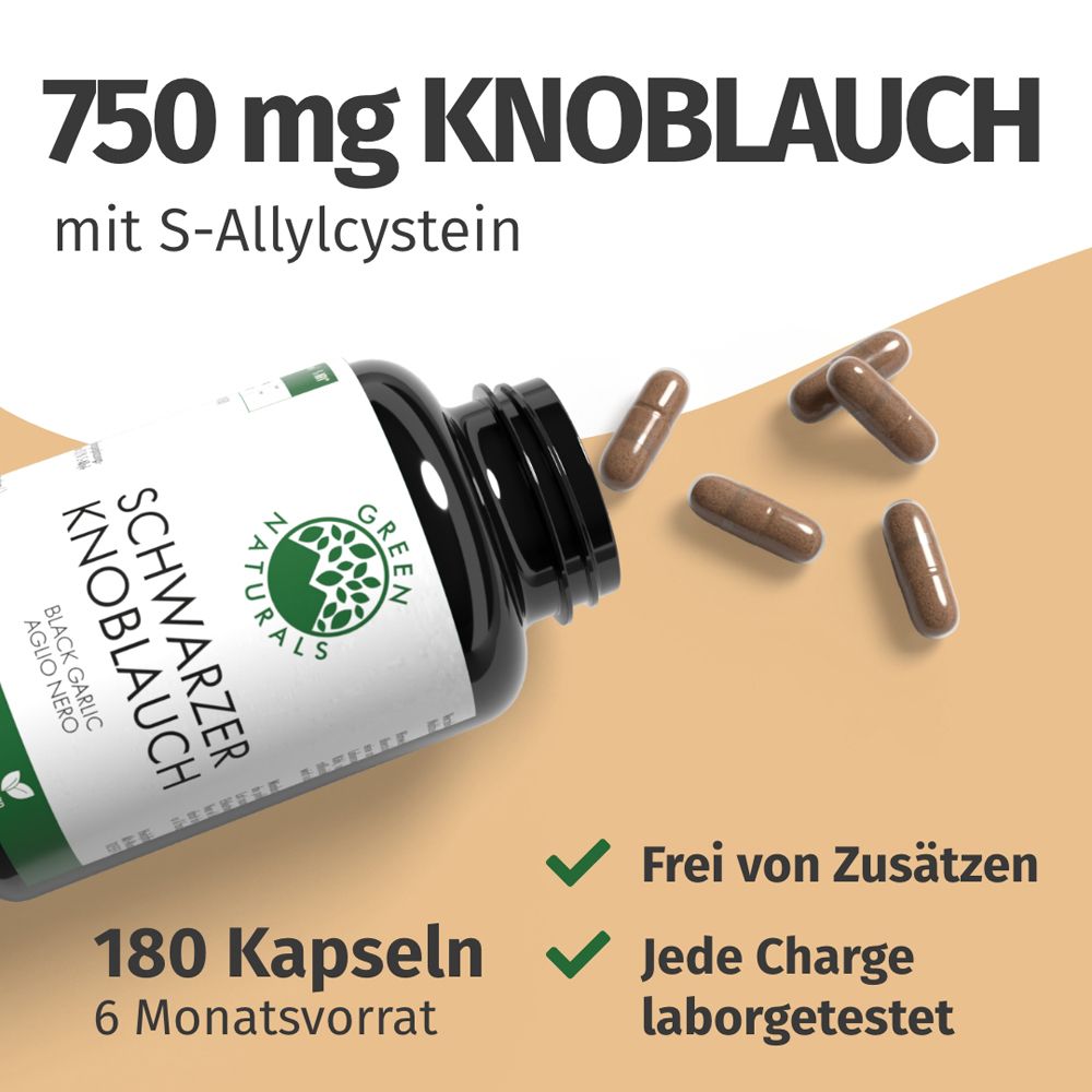 Bouteille de gélules d'ail noir, 180 pièces, 750 mg.