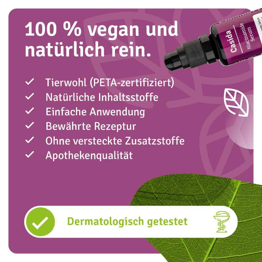 Inscription : 100 % végétalien et naturellement pur. Certifié PETA. Ingrédients naturels. Testé dermatologiquement.