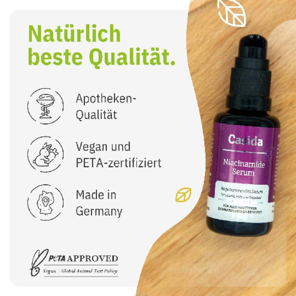 Inscription : Qualité pharmacie, végétalien et certifié PETA, Fabriqué en Allemagne. Approuvé par PETA.