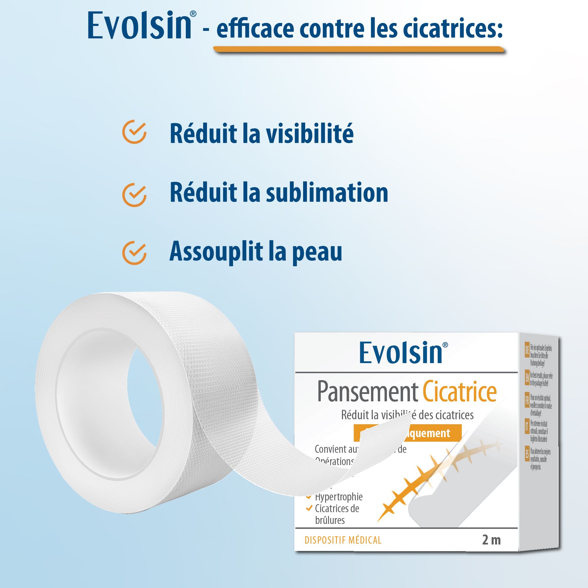 EVOLSIN® Pansement cicatrisant transparent - pour tous types de cicatrices