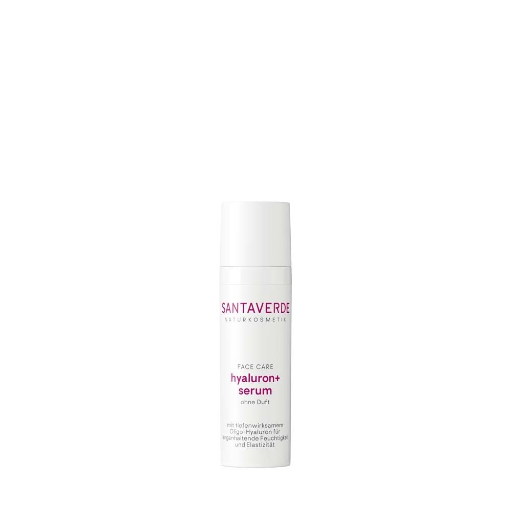 Flacon blanc avec logo SANTAVERDE et nom du produit. Sérum pour le visage.