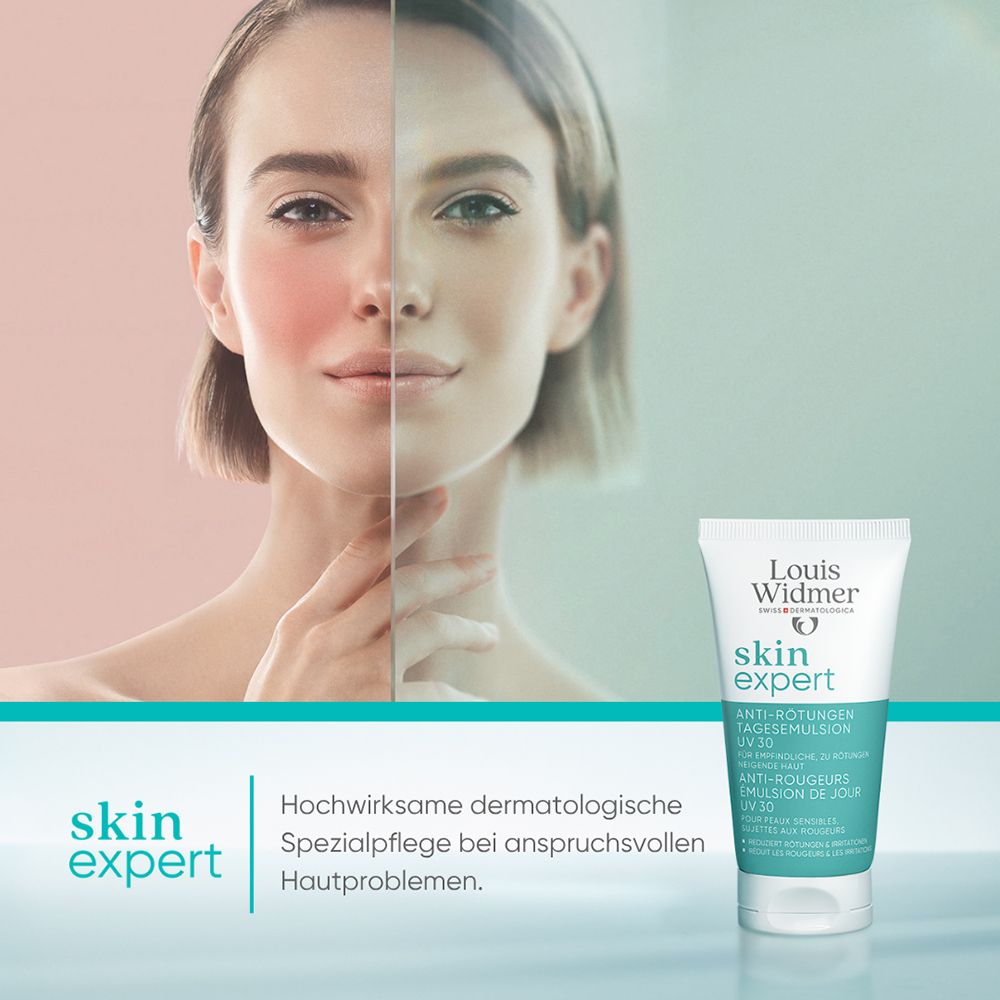 Émulsion de jour Louis Widmer Skin Expert anti-rougeurs.
