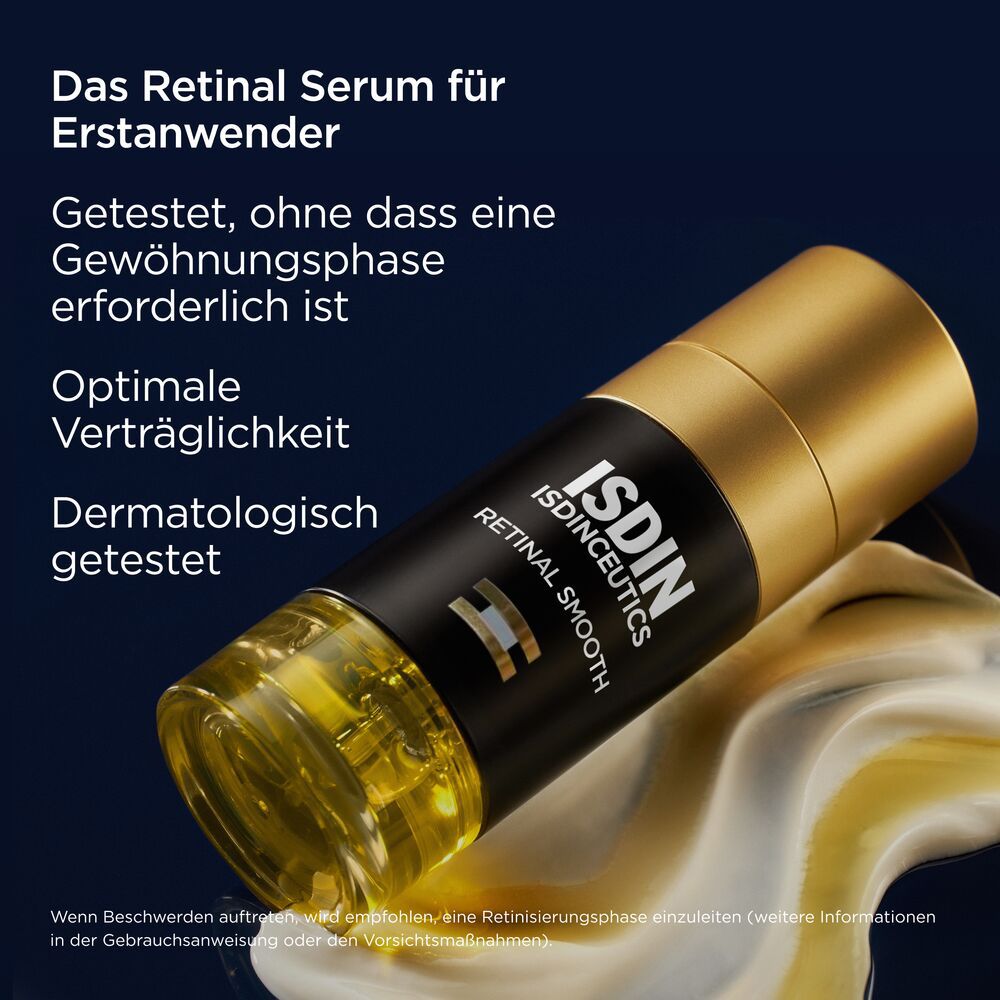 Flacon de sérum. Texte sur le sérum pour débutants. Testé dermatologiquement.
