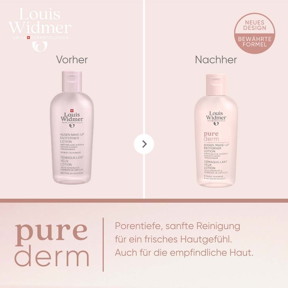 Comparaison avant/après. À gauche : flacon de produit. À droite : flacon de produit. Texte : Nettoyage doux en profondeur.