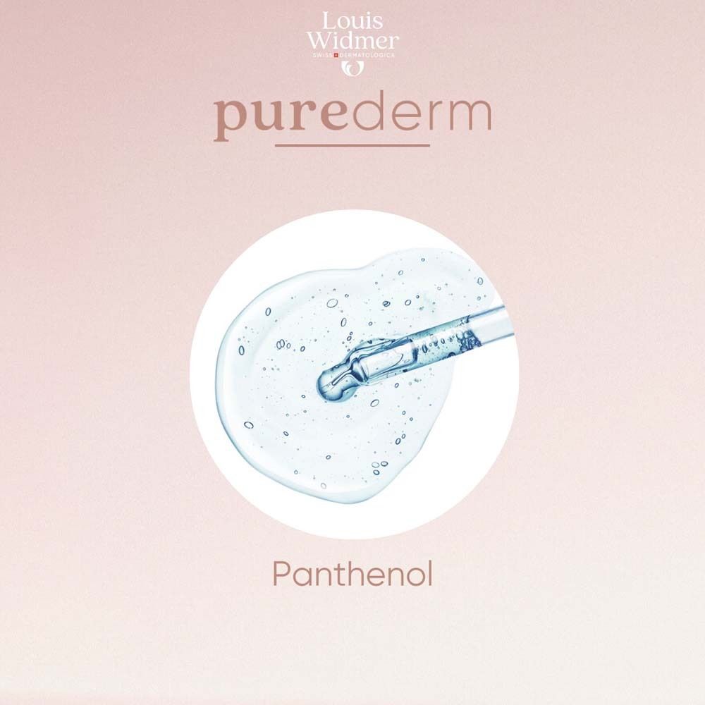 Goutte de liquide avec pipette. Texte : Panthénol.