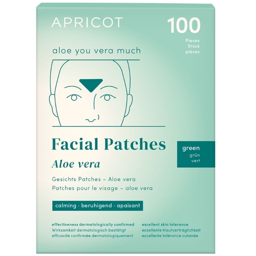 Emballage de Patchs Visage APRICOT à l'Aloe Vera, 100 pièces, vert.