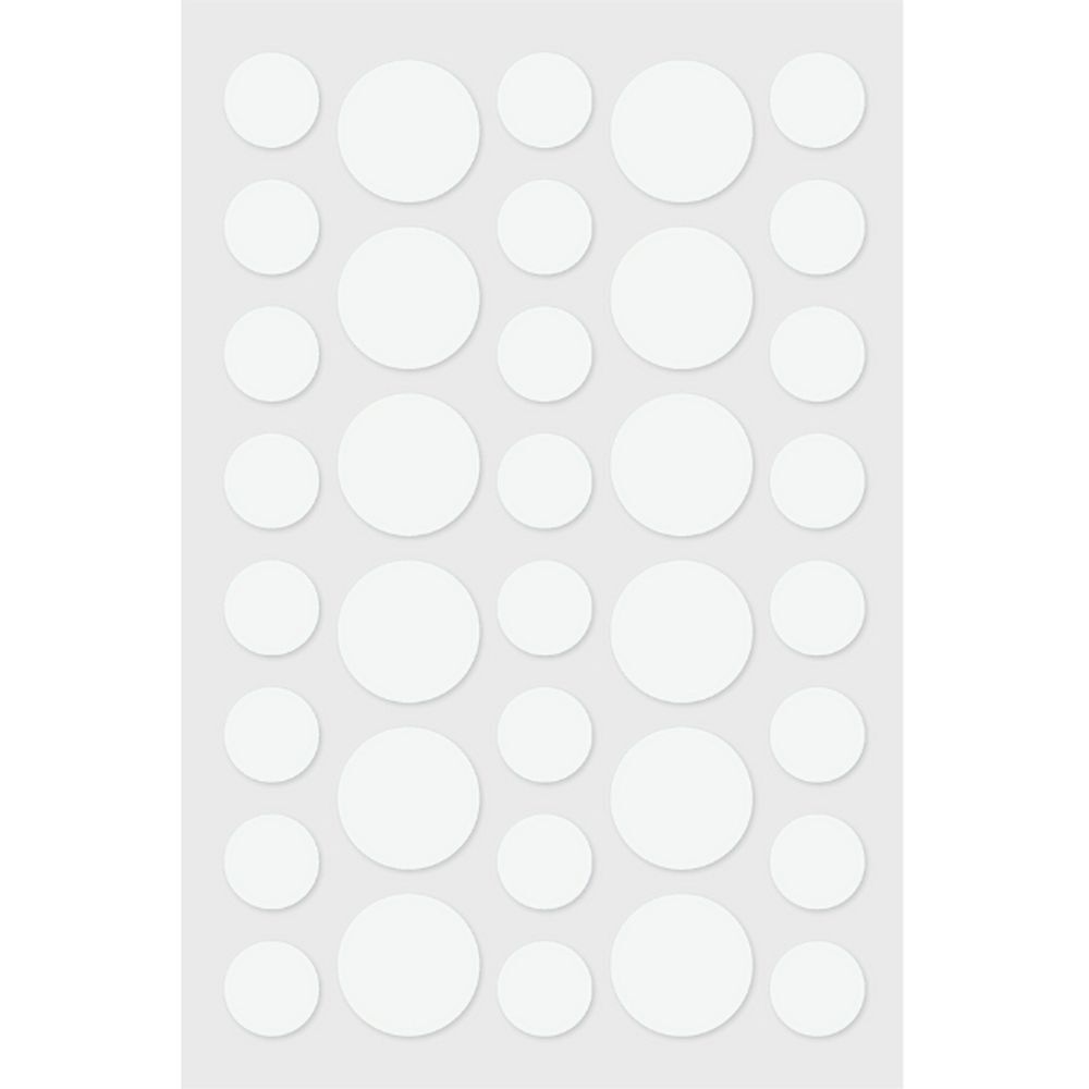 Feuille de patchs anti-boutons ronds et transparents de différentes tailles. Patchs hydrocolloïdes.