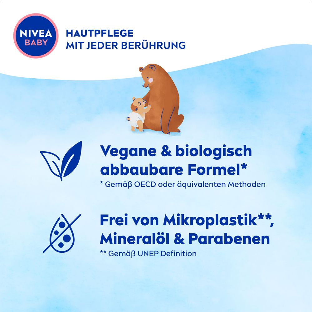 Tube NIVEA BABY Crème Change Protectrice avec motif ours. 96% d'ingrédients d'origine naturelle. 60 ml.