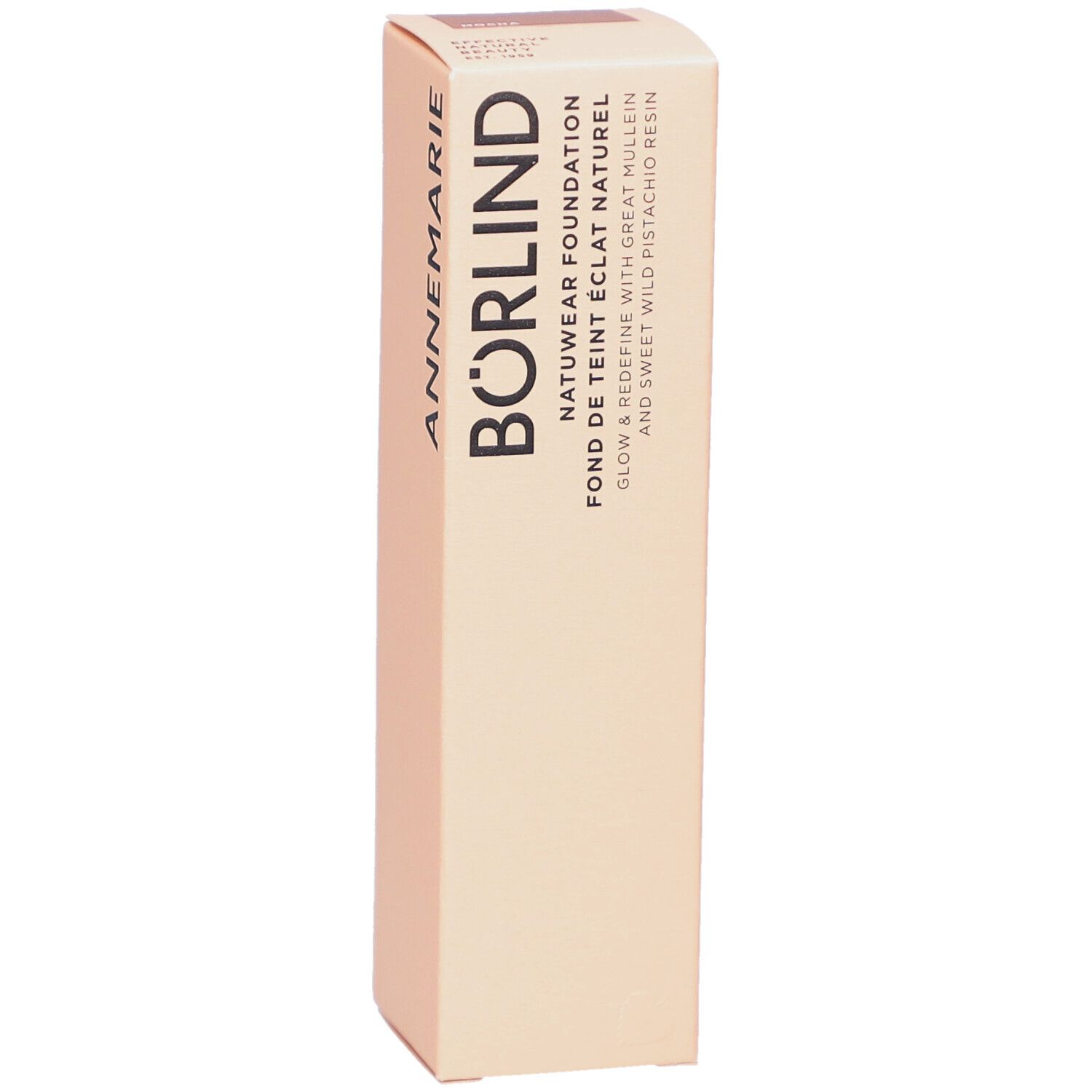 Fond de teint Natuwear ANNEMARIE BÖRLIND. Boîte beige. Nom du produit et marque visibles.