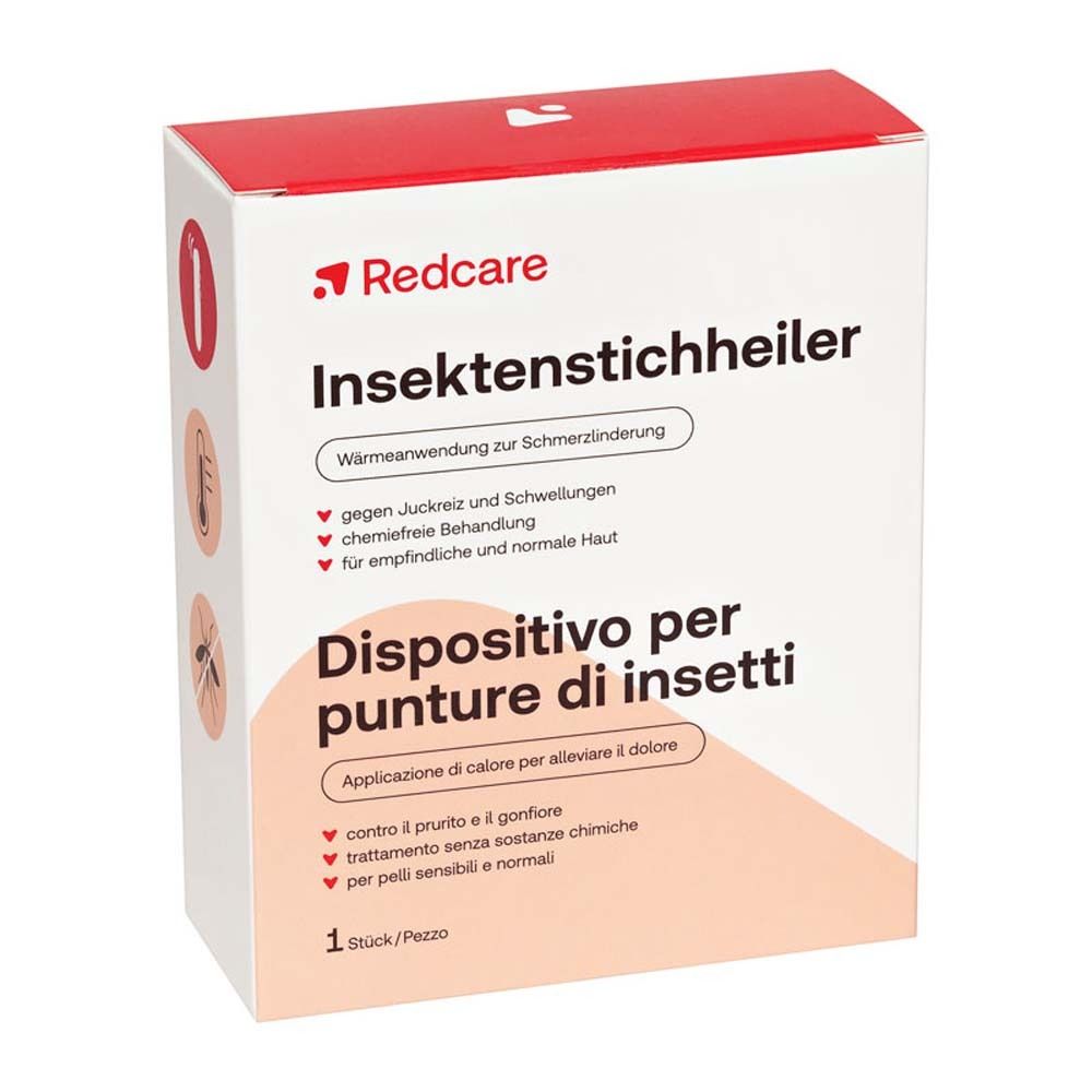 Emballage du Redcare Insektenstichheiler. Texte en allemand et italien. 1 pièce.
