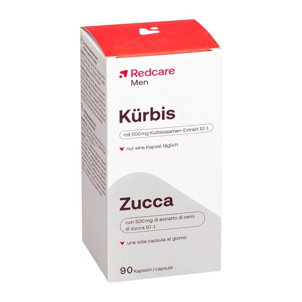 Gélules Redcare Men Kürbis, 90 pièces. Contient de l'extrait de pépins de courge.