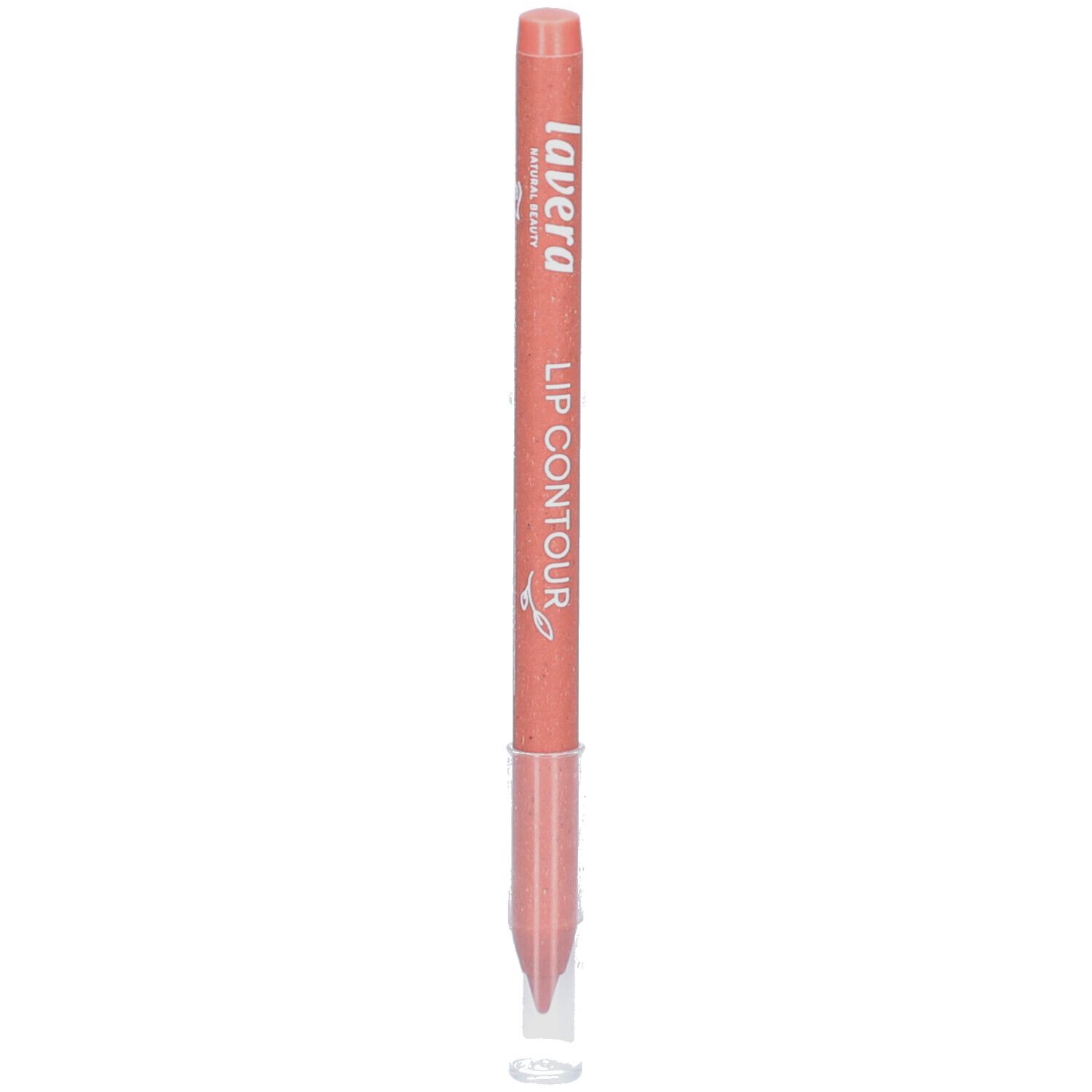 Crayon contour des lèvres avec capuchon. Marque : lavera. Texte : LIP CONTOUR. Couleur : Dark Rose 07. Pointe transparente.