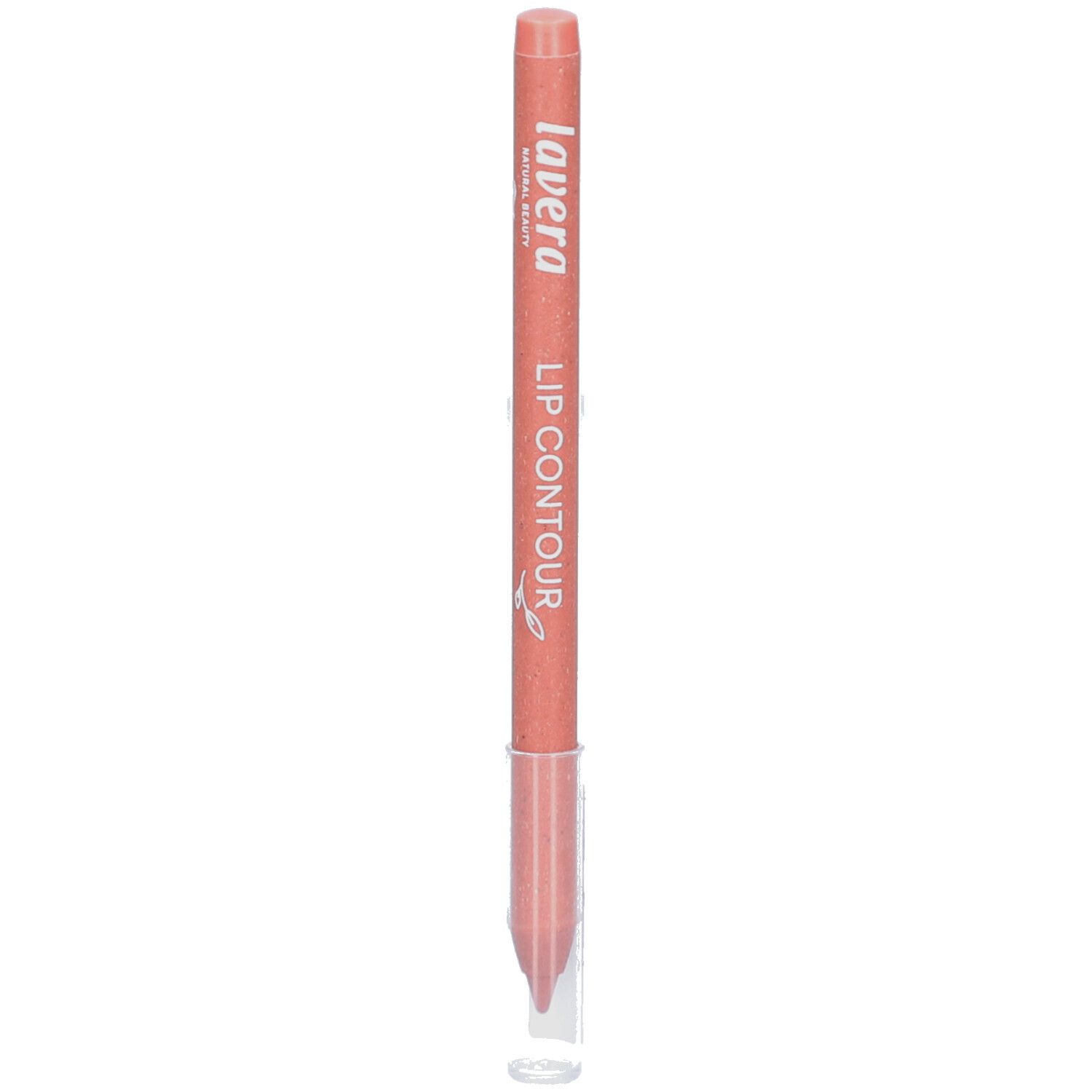 Crayon contour des lèvres avec capuchon. Marque : lavera. Texte : LIP CONTOUR. Couleur : Dark Rose 07. Pointe transparente.
