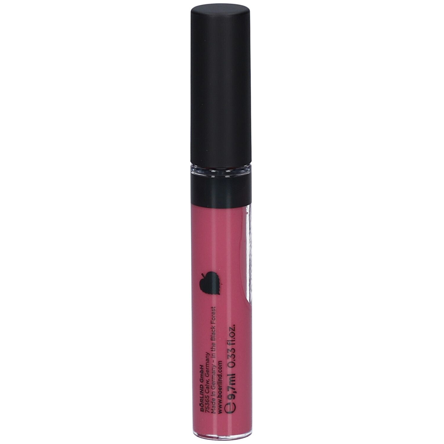 Gloss à lèvres avec bouchon noir. Couleur: Snuggle Berry. Inscription: ANNEMARIE BÖRLIND. Logo: cœur.