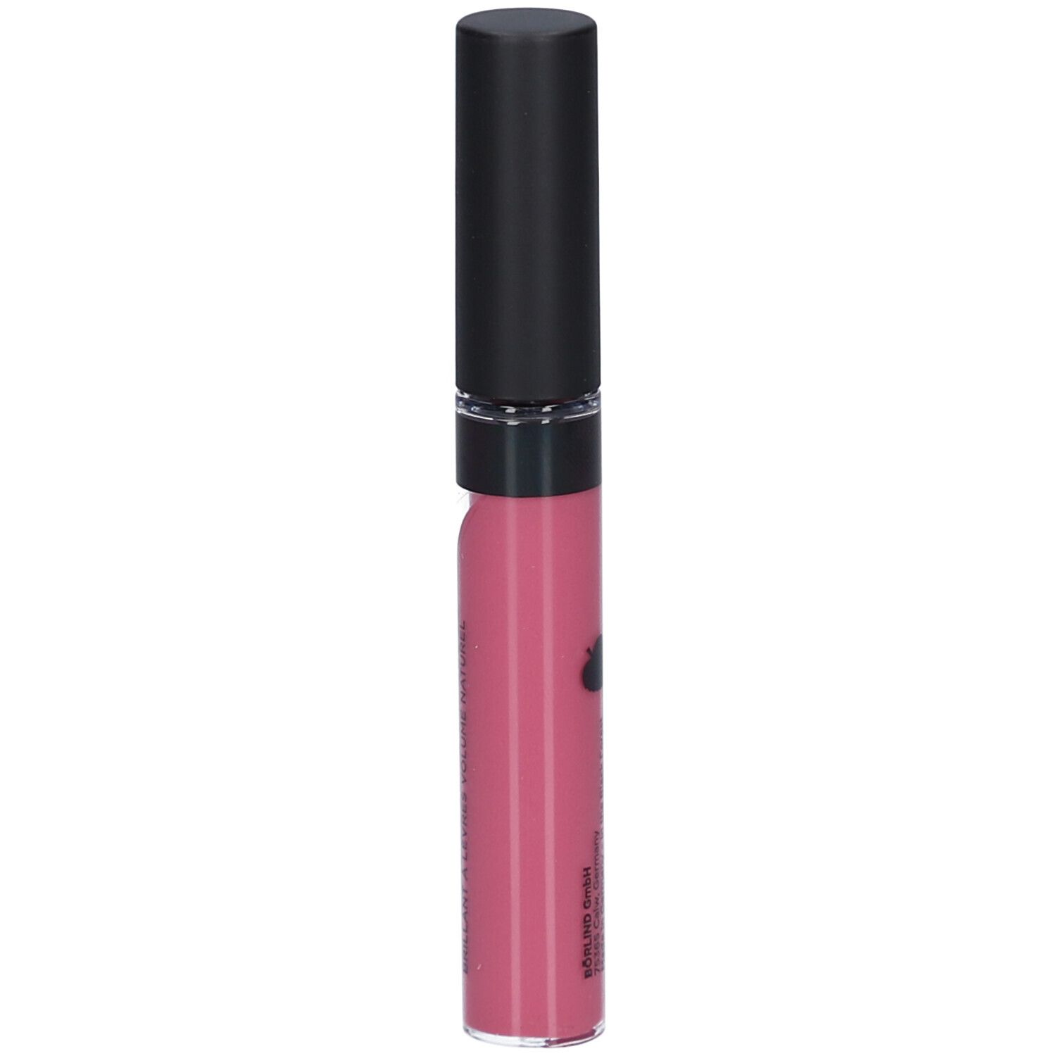 Gloss à lèvres avec bouchon noir. Couleur: Snuggle Berry. Logo: cœur. Inscription: BÖRLIND.