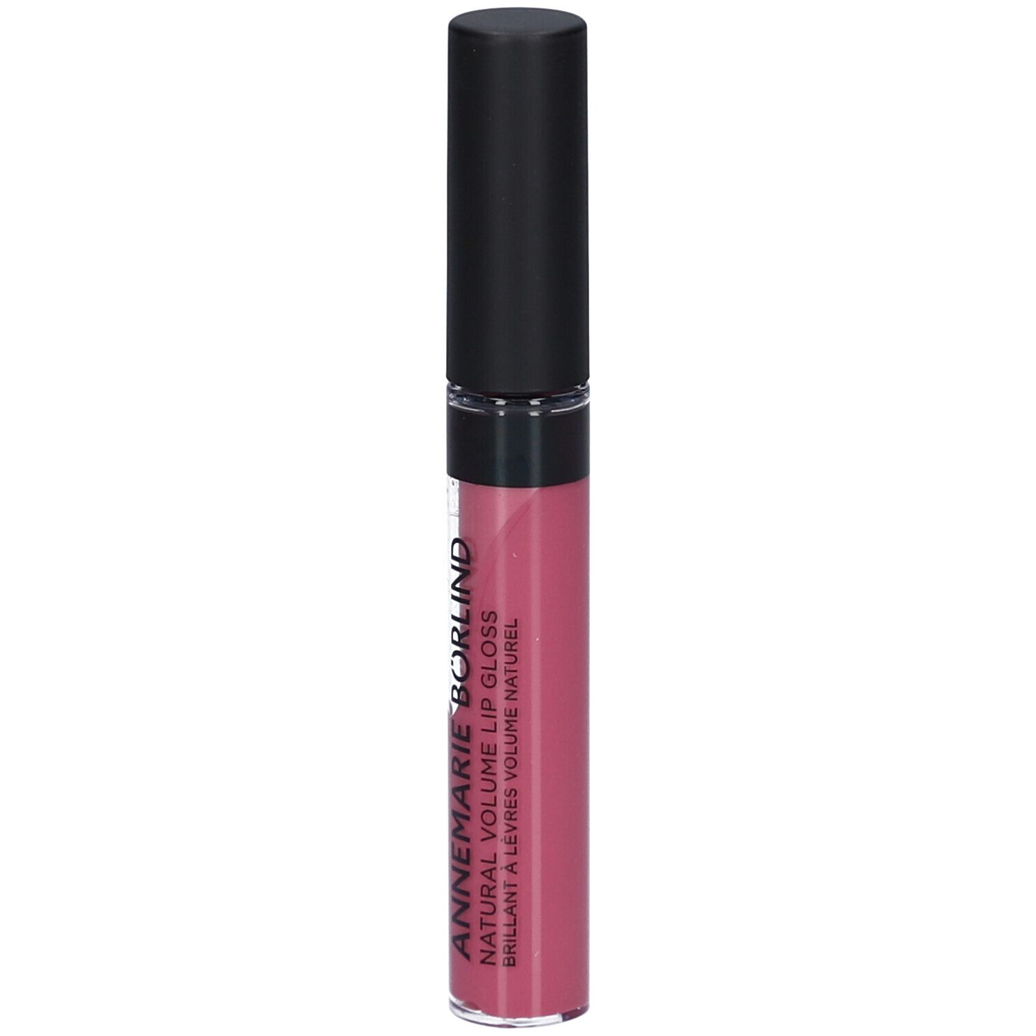 Gloss à lèvres avec bouchon noir. Couleur: Snuggle Berry. Inscription: ANNEMARIE BÖRLIND NATURAL VOLUME LIP GLOSS.