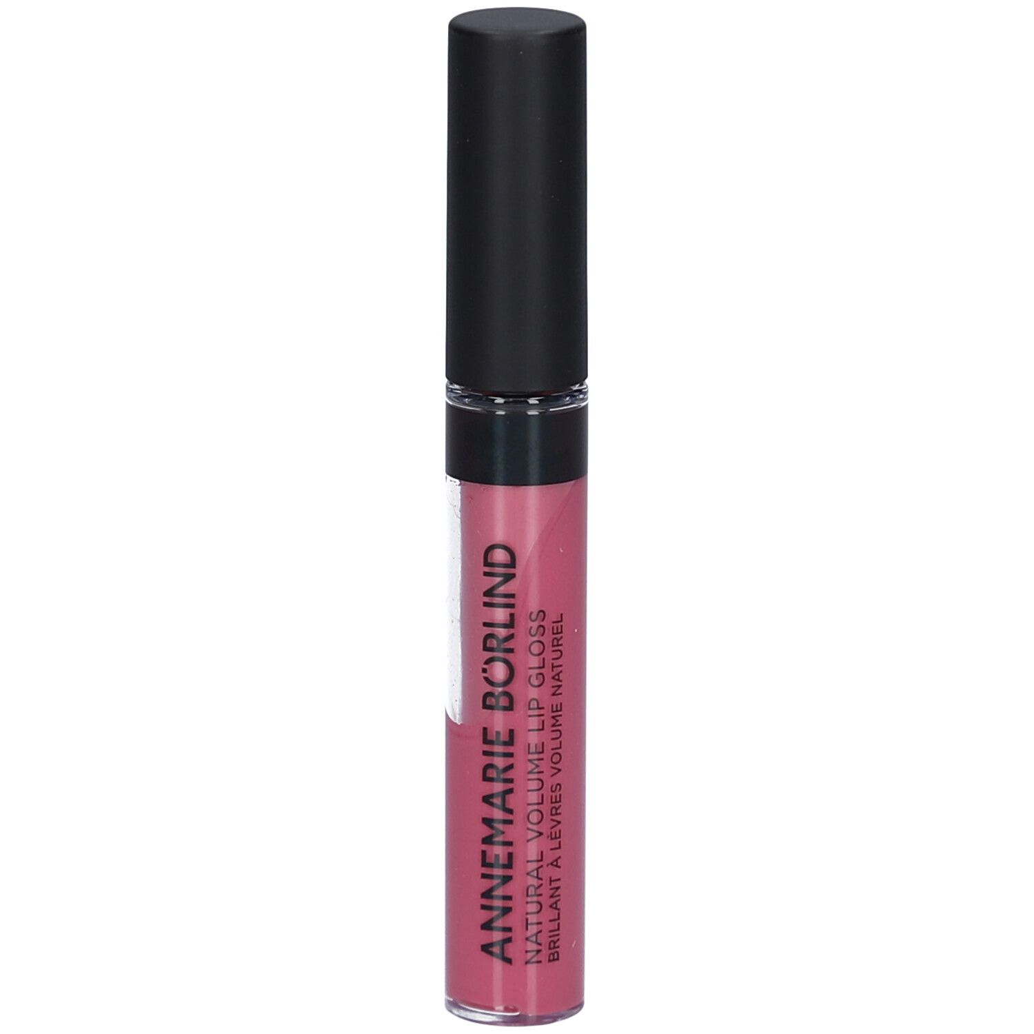 Gloss à lèvres avec bouchon noir. Couleur: Snuggle Berry. Inscription: ANNEMARIE BÖRLIND NATURAL VOLUME LIP GLOSS.
