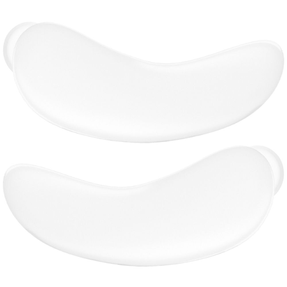Deux coussinets pour les yeux ovales et transparents. Légèrement incurvés, avec une petite encoche à une extrémité.
