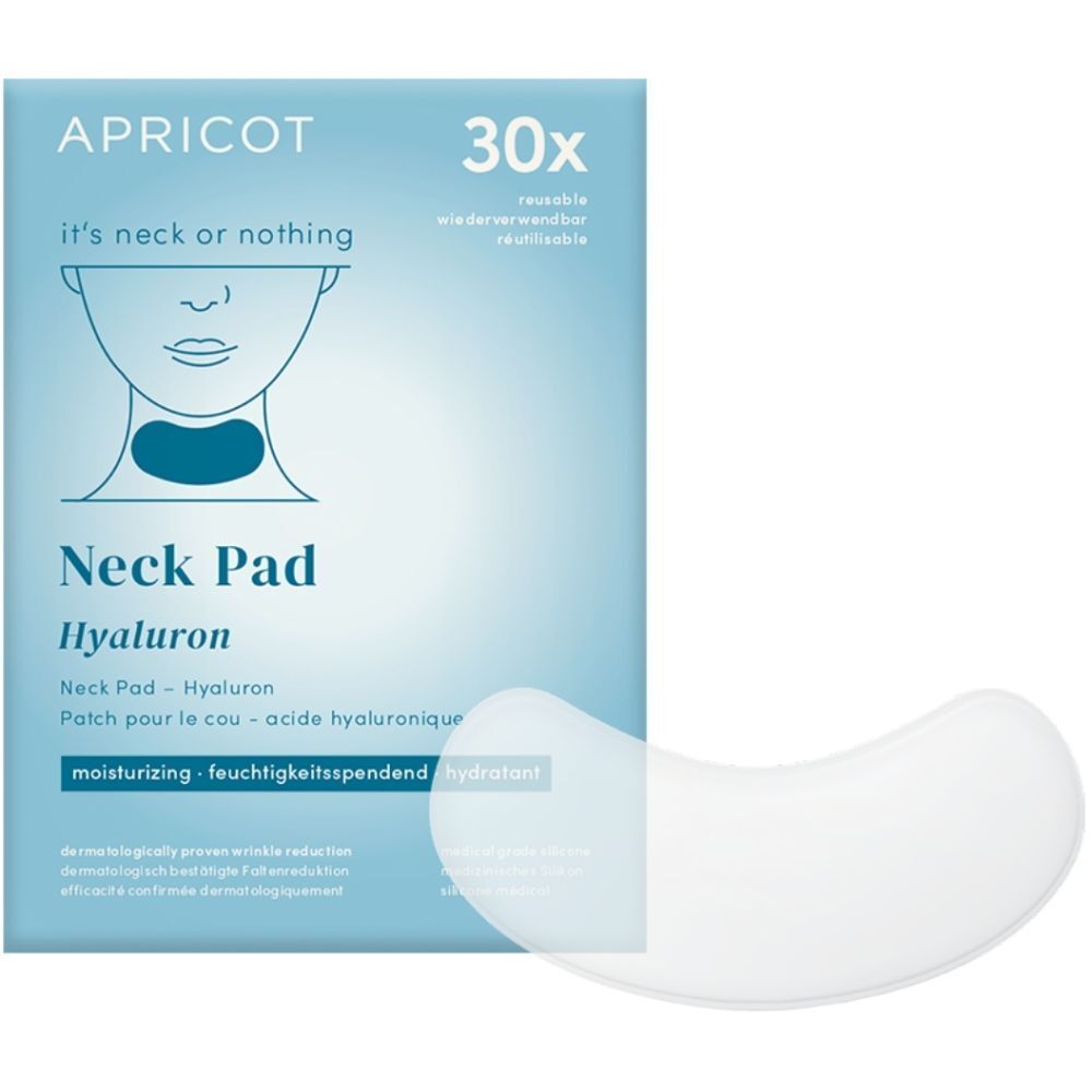 Neck Pad à l'acide hyaluronique. Emballage et patch blanc. Informations sur le produit visibles.
