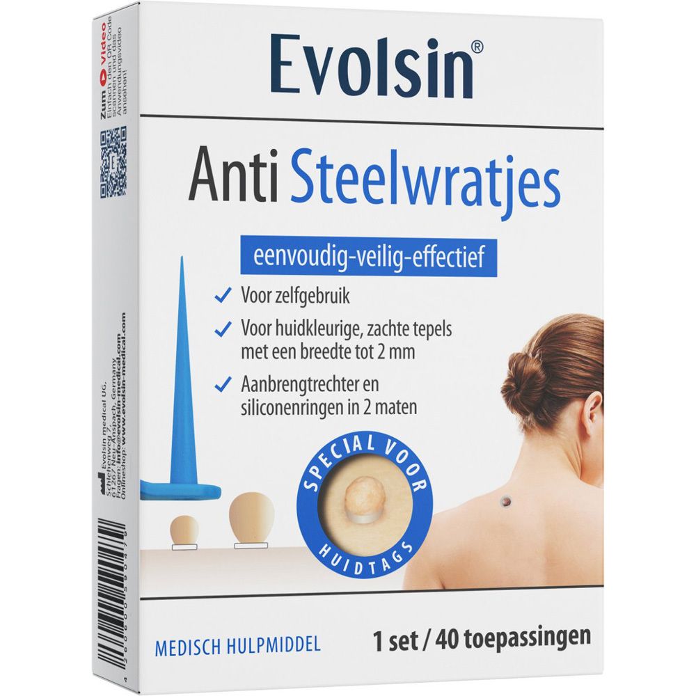 Emballage pour Evolsin Anti Steelwratjes, un dispositif médical pour l'élimination des verrues cutanées.