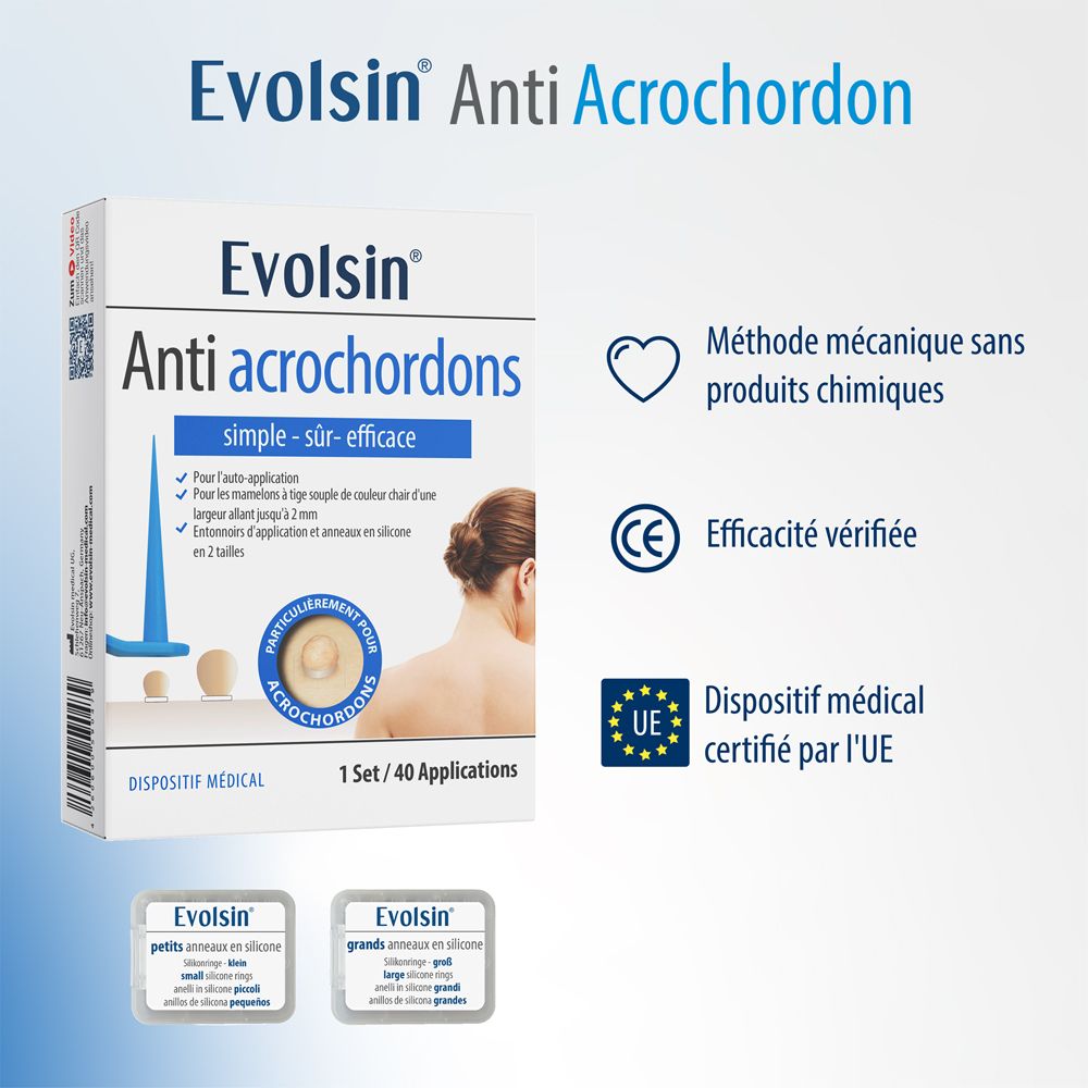 Emballage Evolsin Anti Acrochordon, 40 applications, certifié CE.