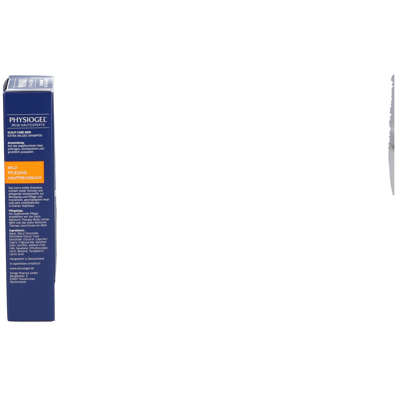 Boîte de shampoing Physiogel avec informations sur les soins de la peau.