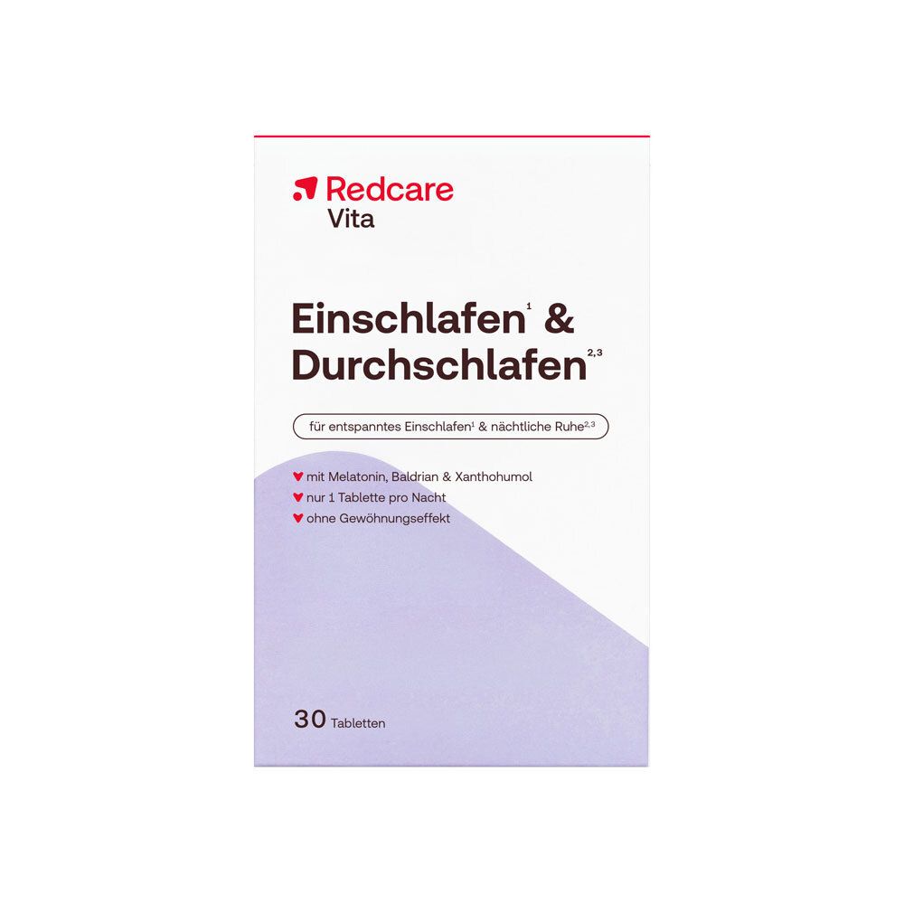 Boîte de comprimés Redcare Vita Einschlafen & Durchschlafen, 30 comprimés.