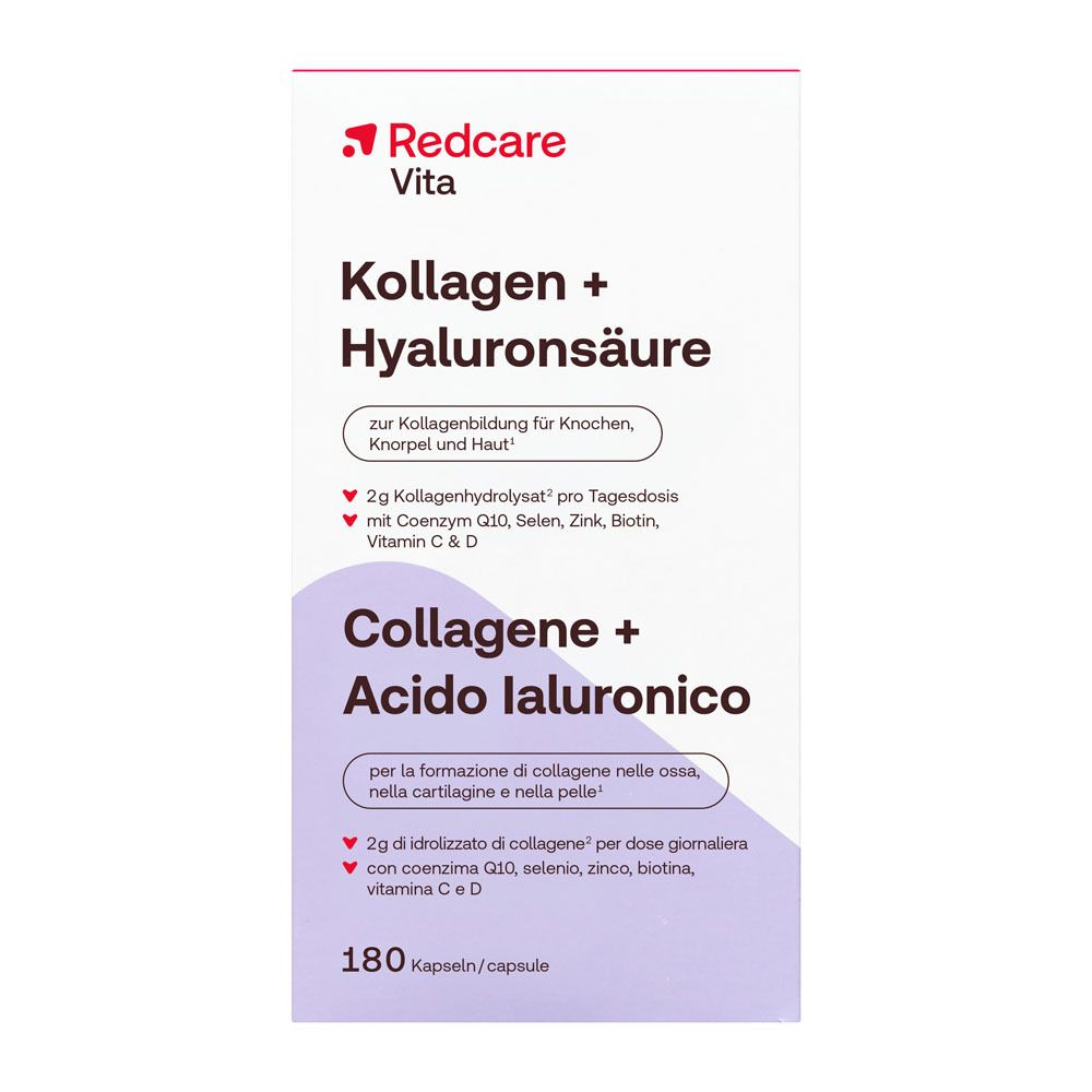 Emballage Redcare Vita Collagène + Acide Hyaluronique, 180 gélules.